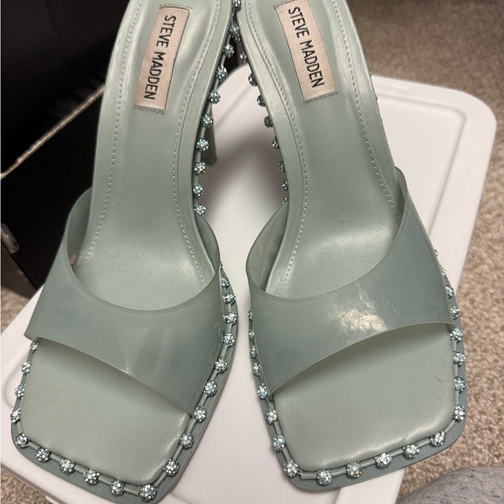 Steve Madden Women's Light Blue Embellished Heels